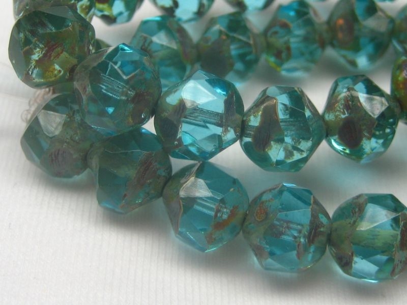 Central Cut Beads Aqua Picasso blau Glasperlen 4x