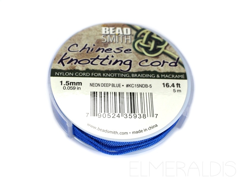 1,5 mm Chinese Knotting Cord Knot-it Knüpfgarn Nylongarn Beadsmith Neon Deep Blue blau 5m