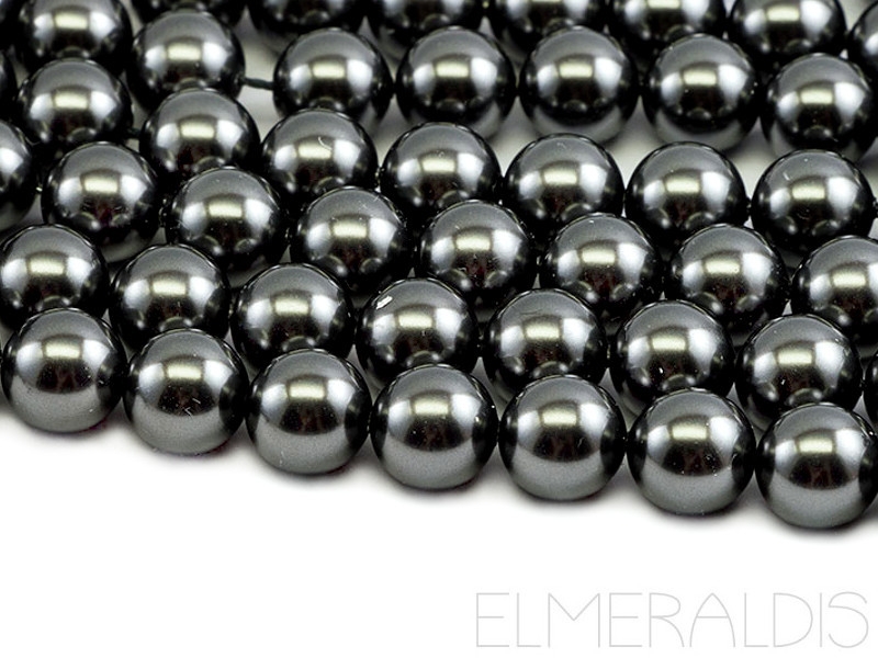 8mm Swarovski® Crystal Pearls Black Hematite schwarz 10x