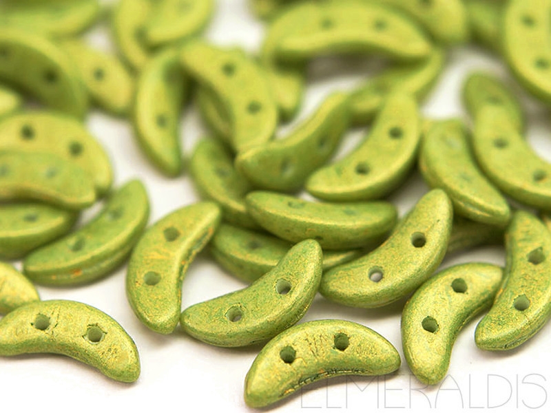 10mm CzechMates™ Crescent Avocado Pacifica grün 5g