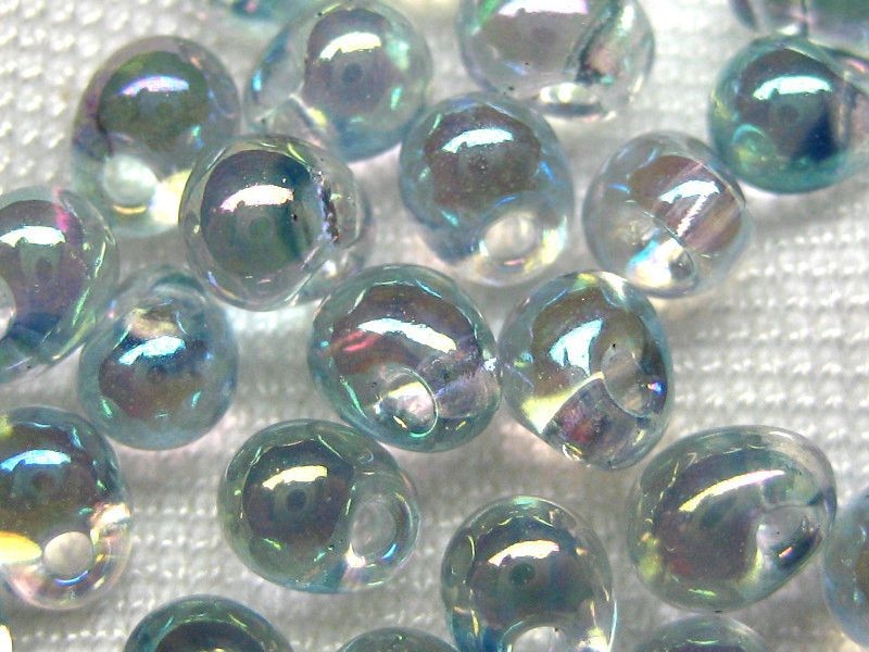 3,4 mm Drop Beads Miyuki Light Marine Blue Gold 10g