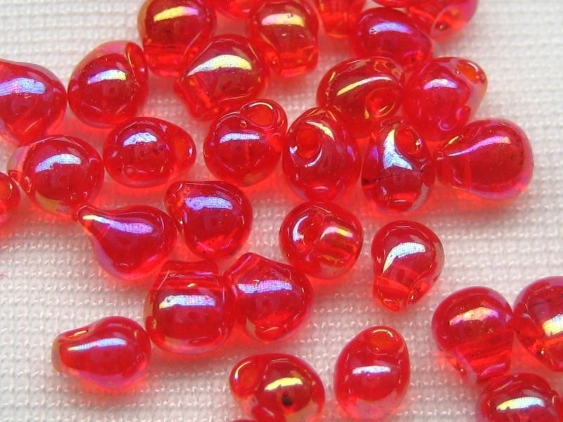 10g Miyuki Drop Bead Red AB