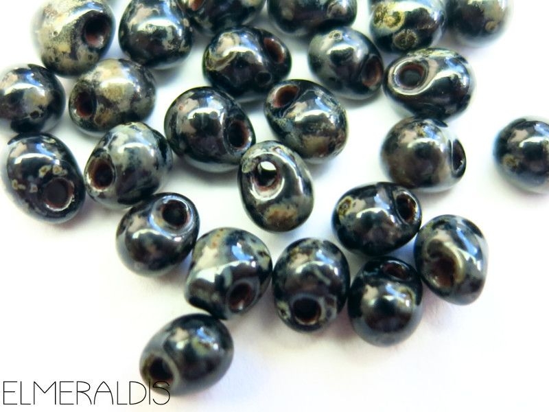 10g Miyuki Drop Bead Smokey Black Picasso