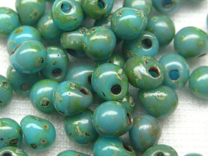 10g Miyuki Drop Bead Seafoam Green Picasso