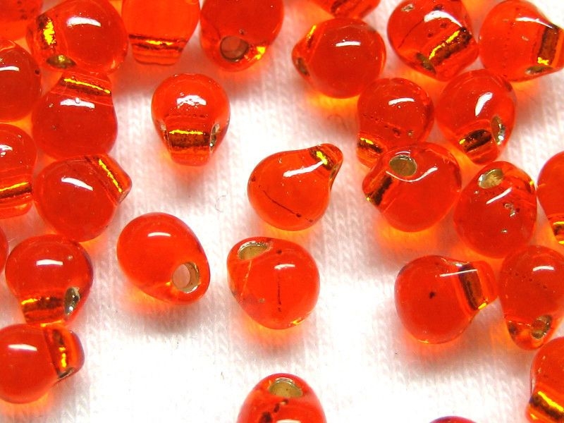 3,4 mm Drop Beads Miyuki Silver Lined Orange 10g