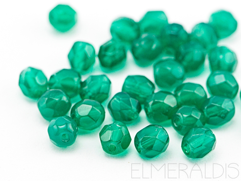 3mm feuerpolierte Glasperlen Malachite Green 50x