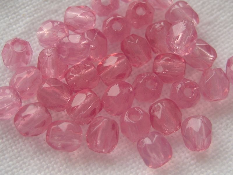 3mm 50 feuerpol Glasperlen Milky Pink