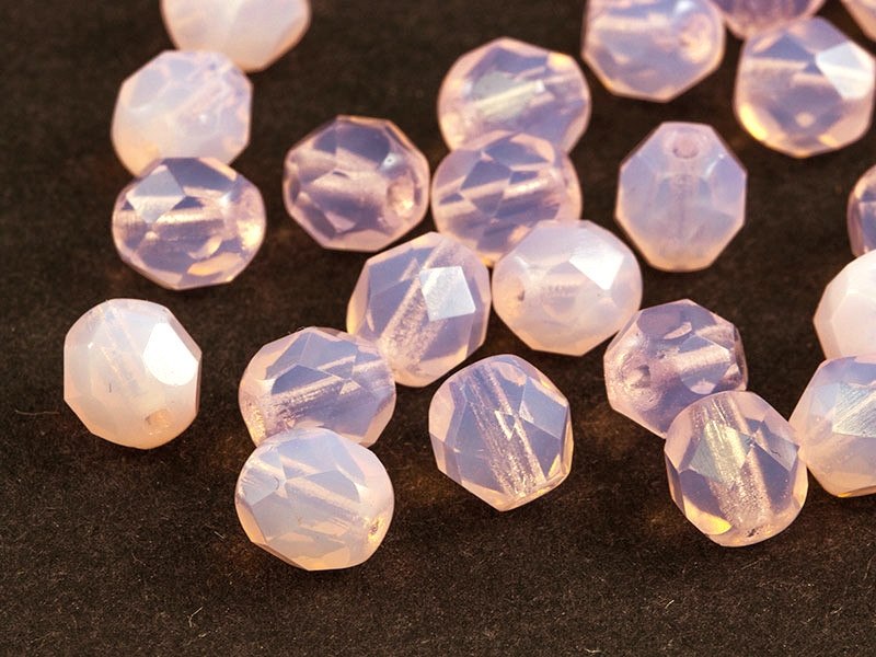 3mm 50 feuerpol Glasperlen Milky Light Rose