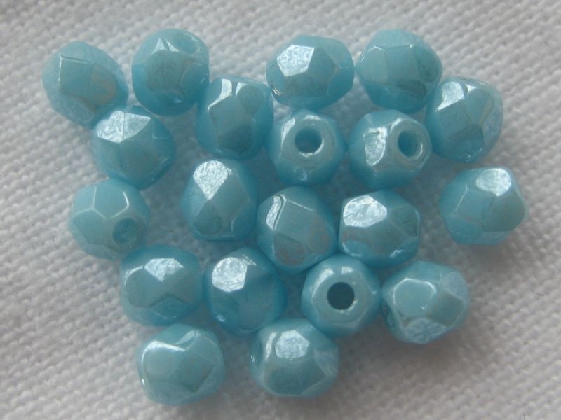 3mm 50 feuerpol Glasperlen Lust Sky Blue Coral