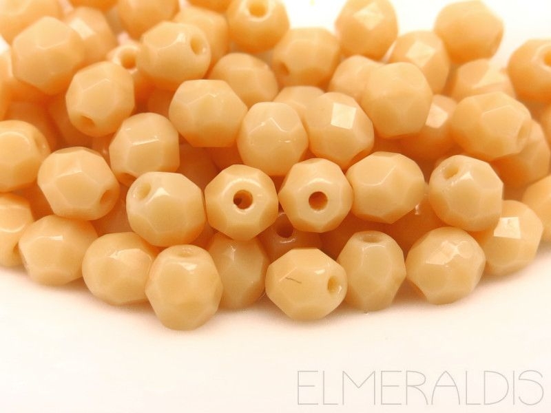 4mm 50 feuerpol Glasperlen Ivory