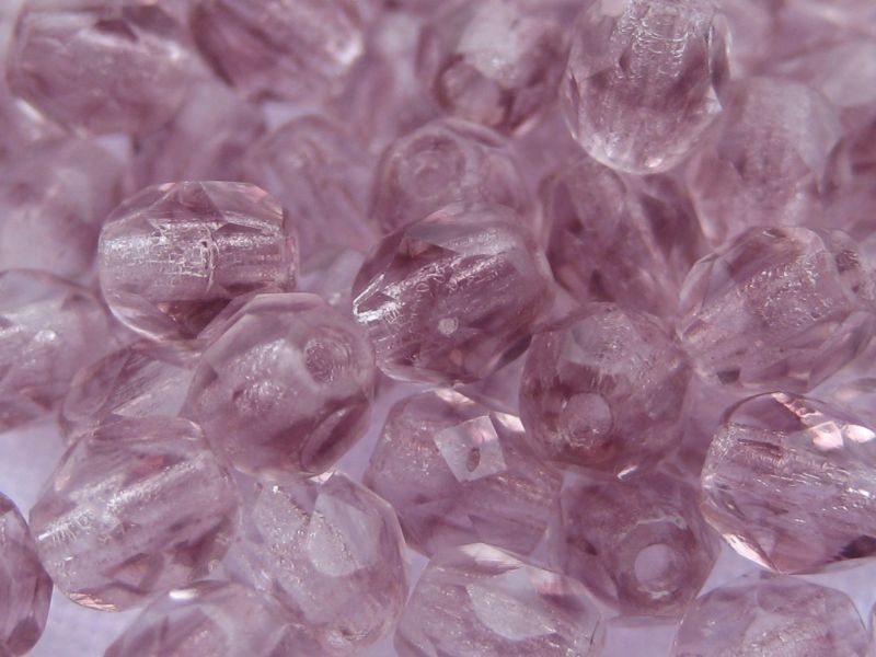 4mm 50 feuerpol Glasperlen Crystal Amethyst