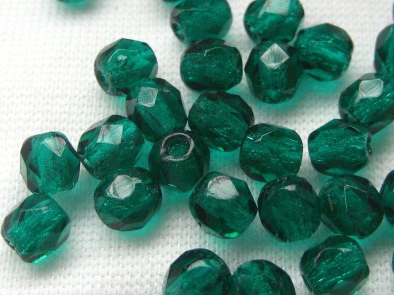 4mm feuerpolierte Glasperlen Dark Emerald 50x