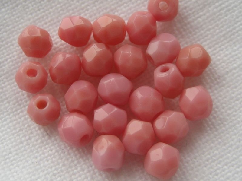 4mm feuerpolierte Glasperlen Opaque Carnation Pink 50x