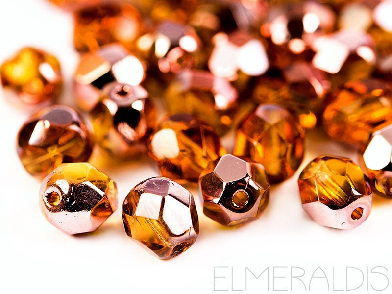 4mm 50 feuerpol Glasperlen Copper Topaz