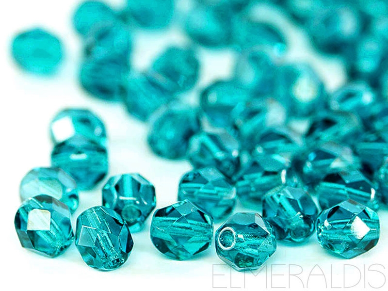 6mm feuerpolierte Glasperlen Teal Petrol blau 30x