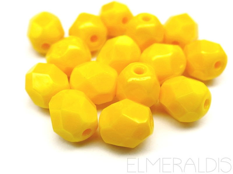 6mm feuerpolierte Glasperlen Yellow gelb 30x