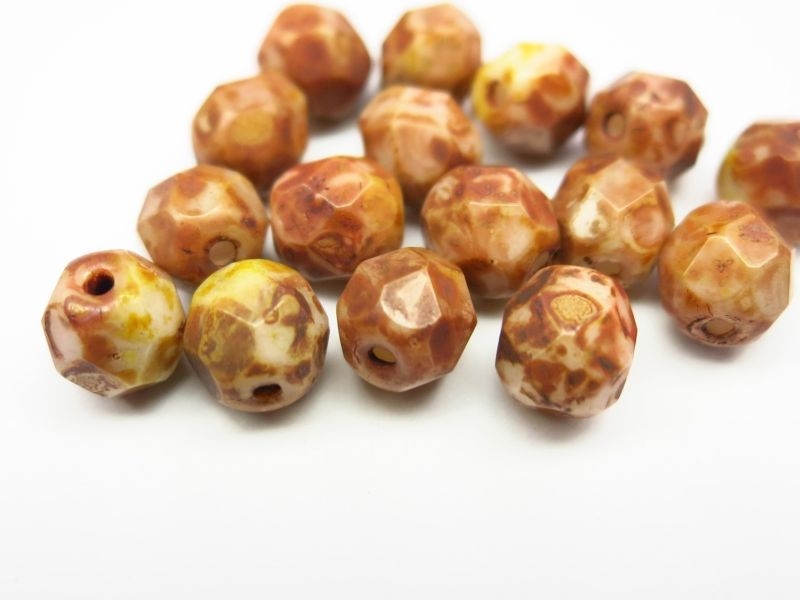 6mm 10x Caramel Picasso feuerpol Glasperlen