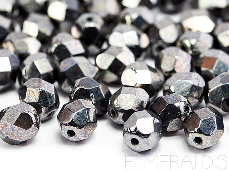 6mm feuerpolierte Glasperlen Hematite Metallic 30x