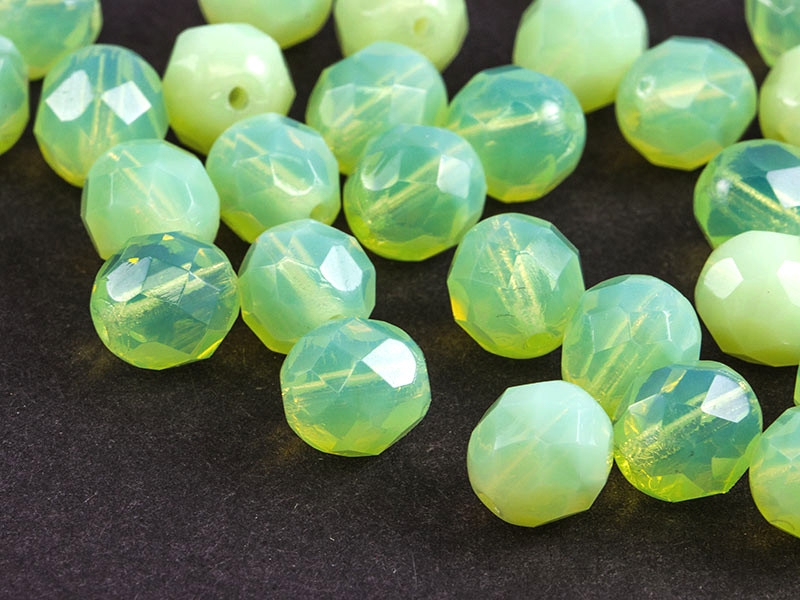 8mm feuerpolierte Glasperlen Milky Lime Green Phosphorus grün 20x