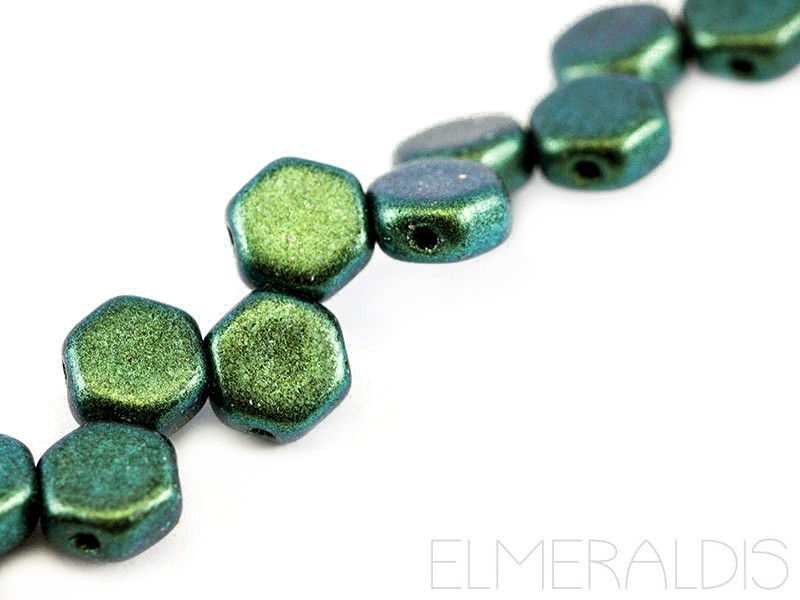 6mm Honeycombs Motley Viridian grün Metallic 30x