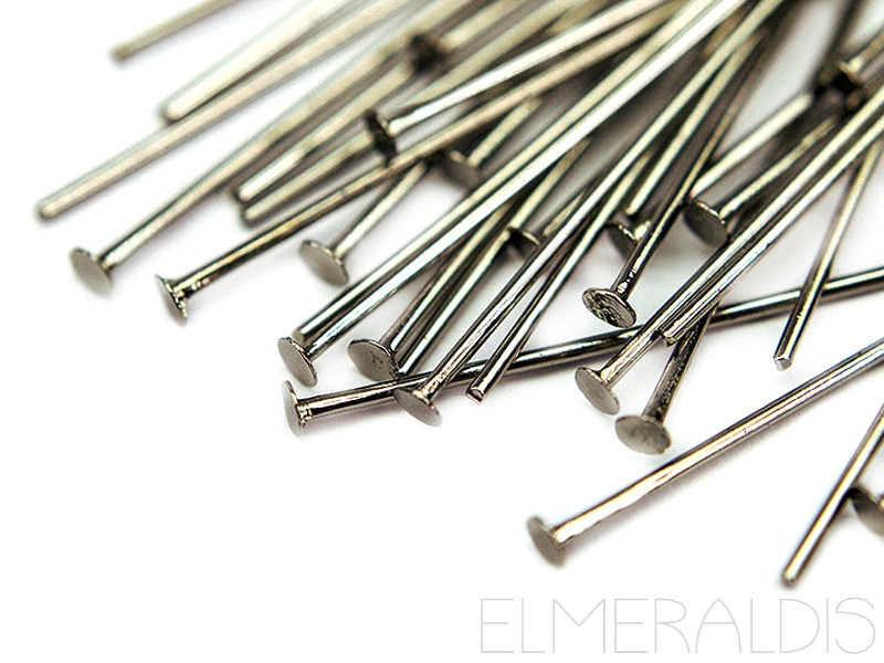 30mm Nietstifte Edelstahl silberfarben Headpins Kopfstifte 10x