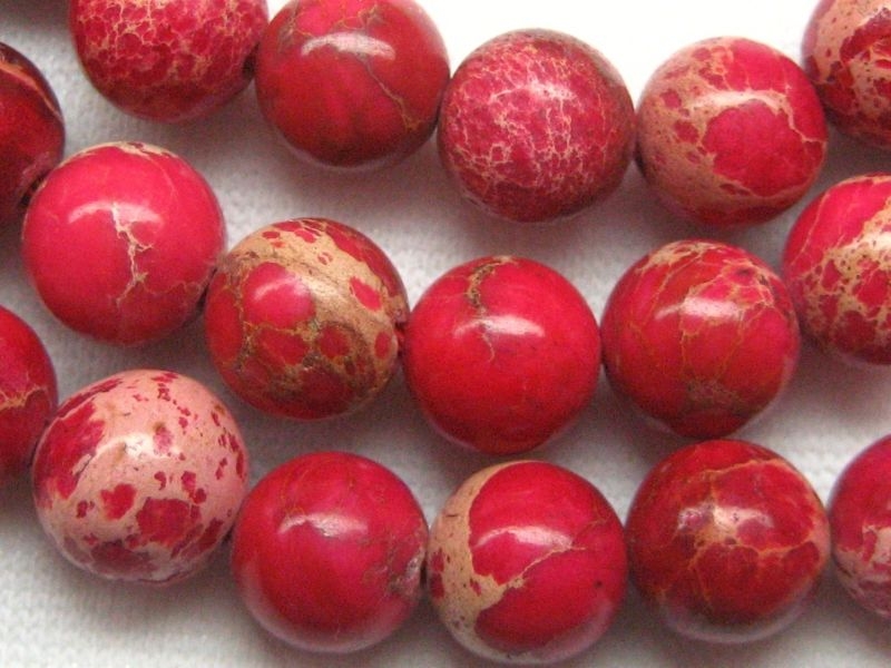 6mm 10 St Howlith Perlen rot rund poliert