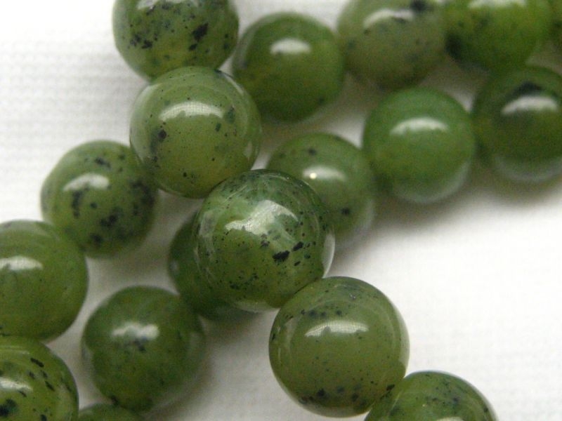 6mm, 10 St. Jade Nephrit Perlen, rund, poliert