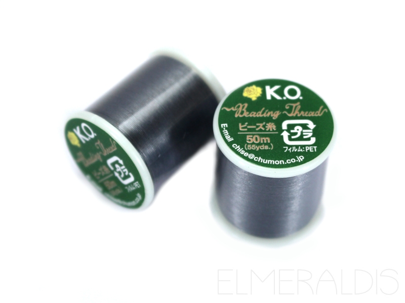 K.O. Nylongarn Beading Thread Fädelgarn Dark Grey Gray dunkelgrau anthrazite 50m