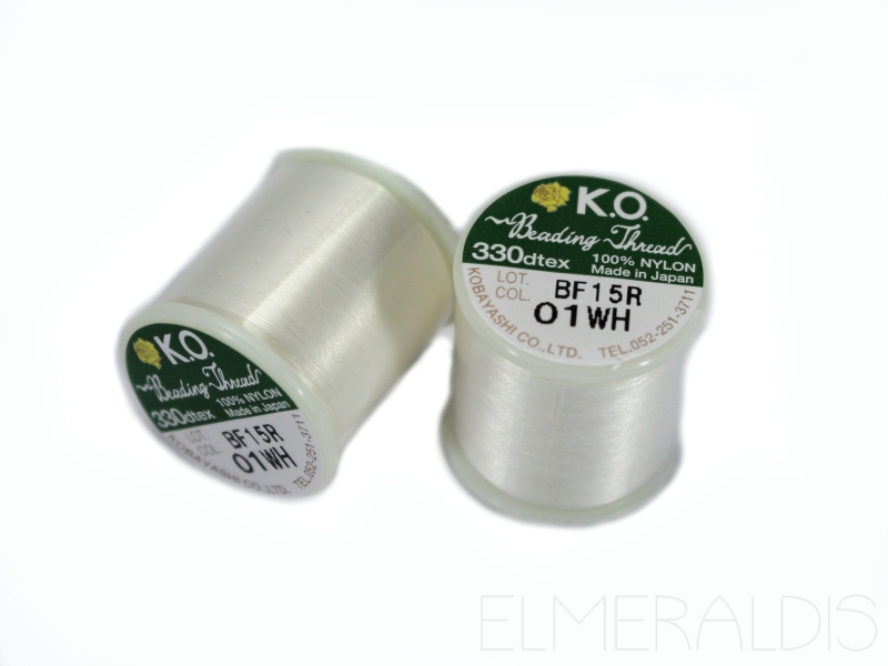 K.O. Nylongarn Beading Thread Fädelgarn White weiss 50m