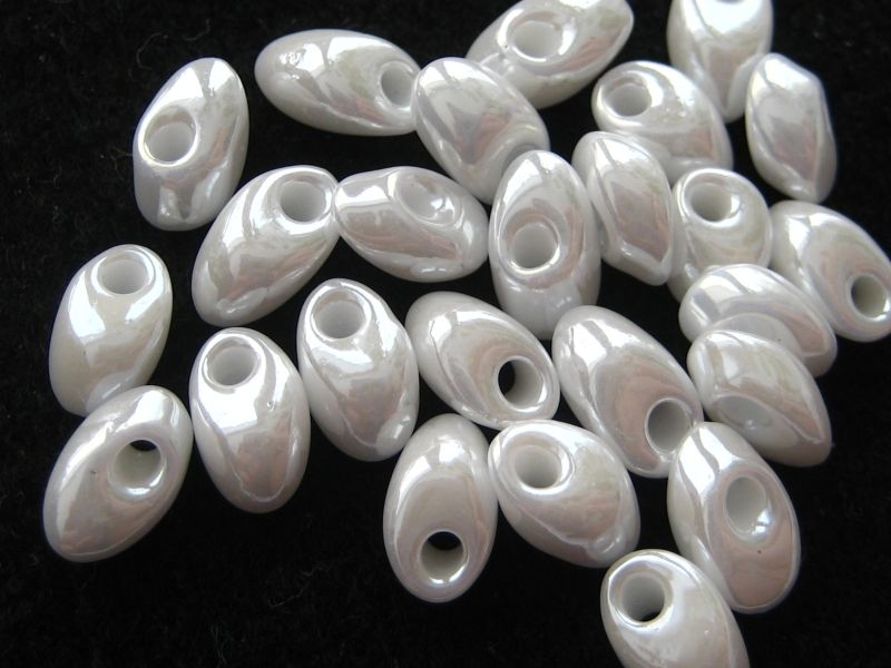 7mm 10g Miyuki Long Magatama White Pearl Ceylon