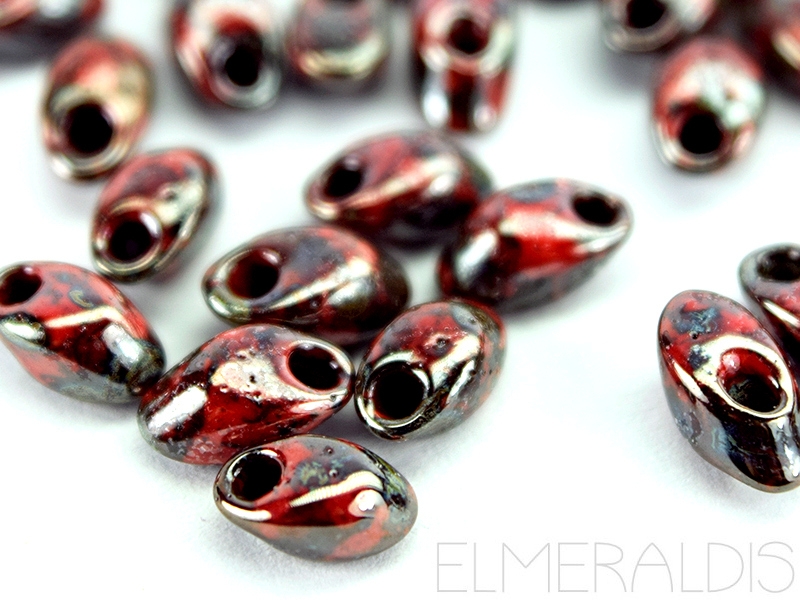 7mm Miyuki Long Magatama Red Garnet Luster Picasso 10g