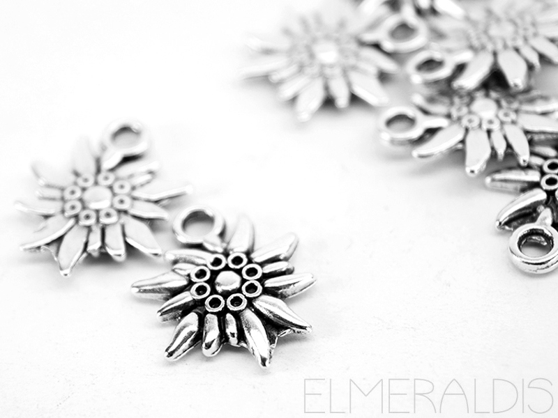 Edelweiss Blumen Anhänger Metall silberfarben