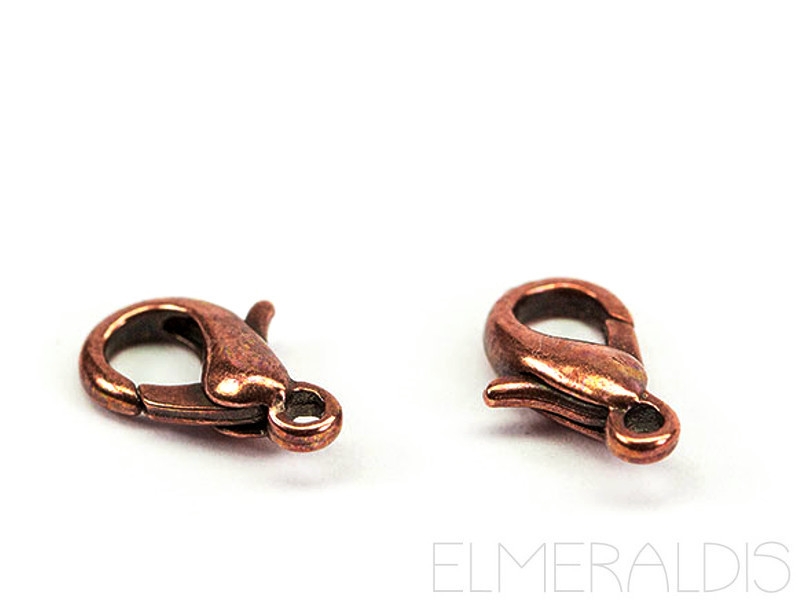 10 Karabiner 12mm Metall Kupferfarben Copper Antik