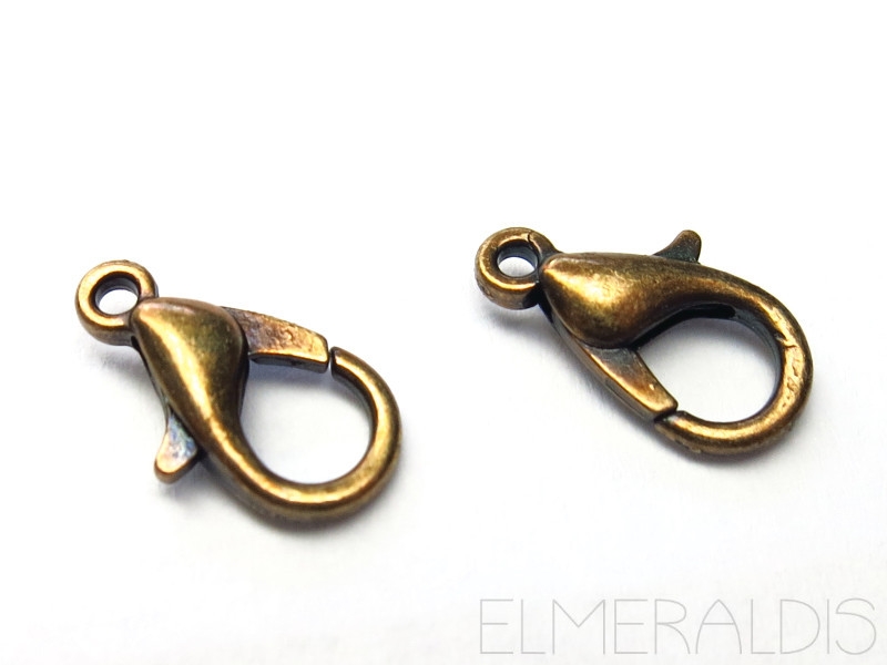 10 Karabiner 12mm Metall Bronze Antik