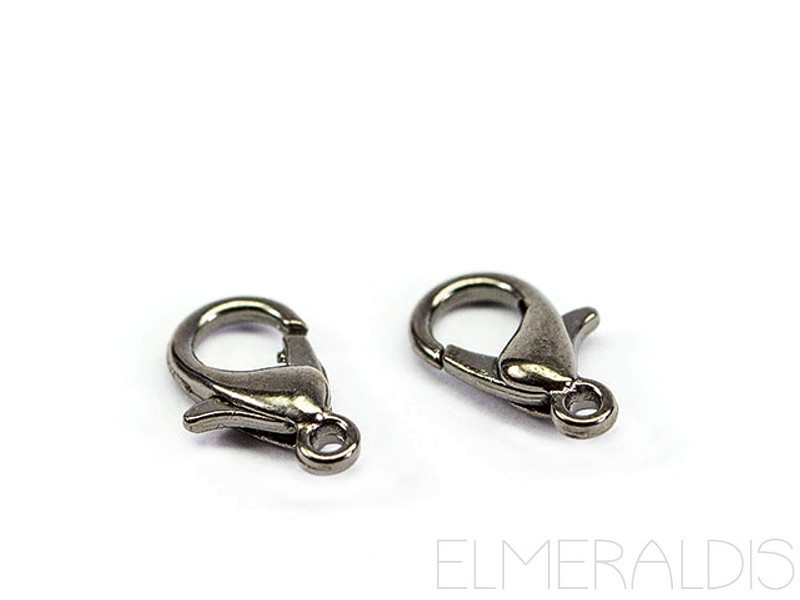 10 Karabiner 12mm Metall Gun Metal Hematite grau