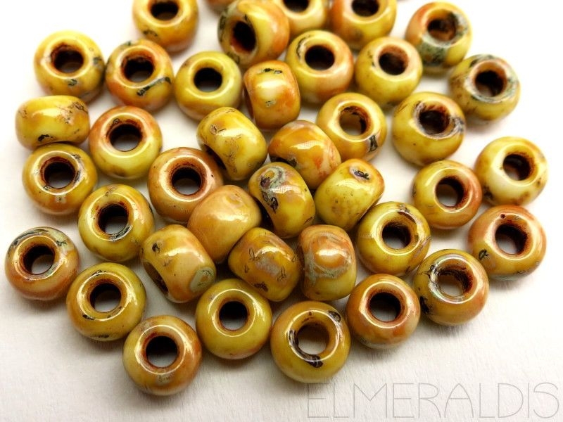 6/0 Rocailles Miyuki Canary Yellow Picasso 10g