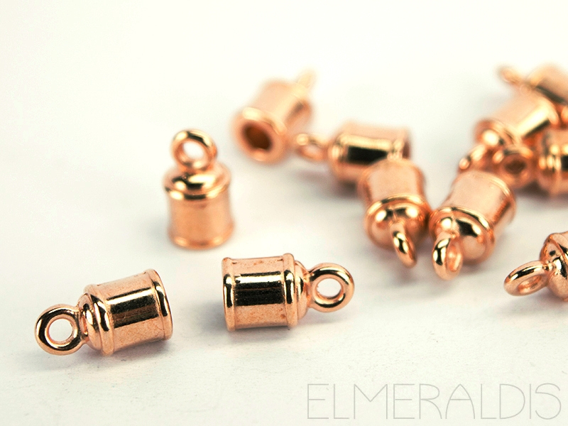 2 Endkappen 3mm rund Rose Gold farben