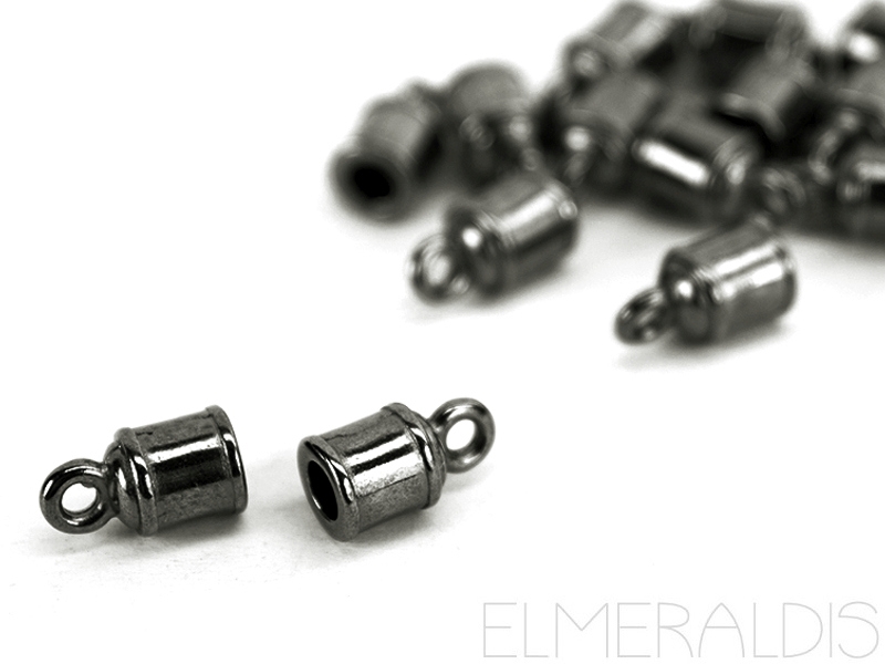 2 Endkappen 3mm rund Gun Metal Anthrazite