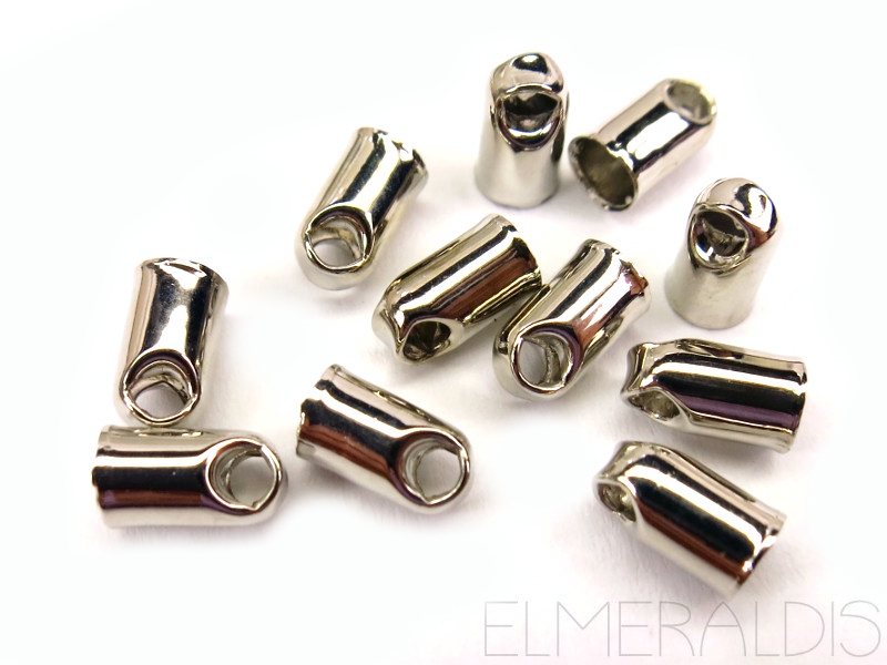 1mm Endkappen rund Rhodium silberfarben Metall 10x