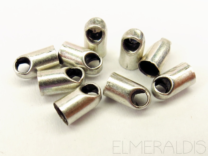 2mm Endkappen rund silberfarben silver Metall 10x