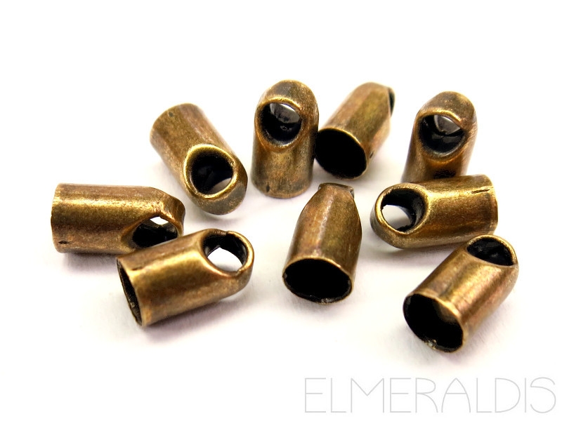 4mm Endkappen rund Bronze Brass Antique Metall 10x