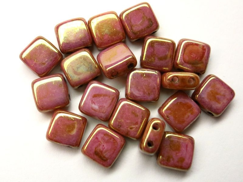 6mm CzechMates™ Tile Beads Rose Gold Topaz 25x