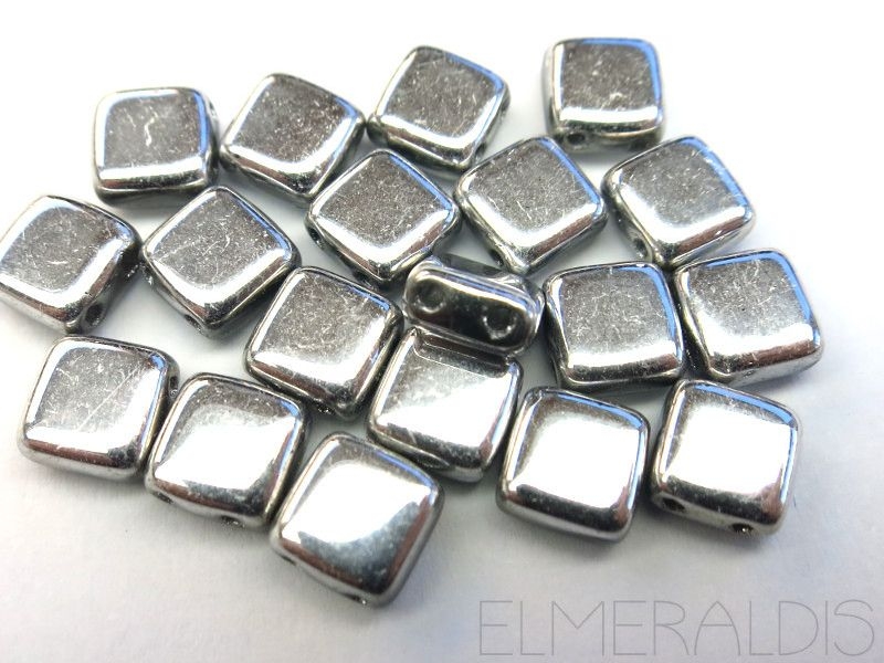 6mm CzechMates™ Tile Beads Silver Silber 25x