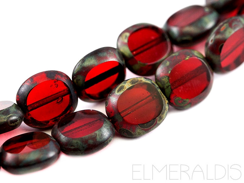 10mm Candy Beads Siam Ruby Red Mix Picasso rot 4x