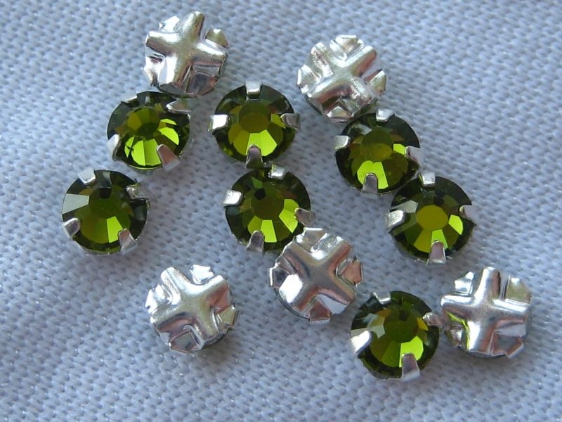 4mm Roses Montées Olivine grün SS16 Glasperlen 10x