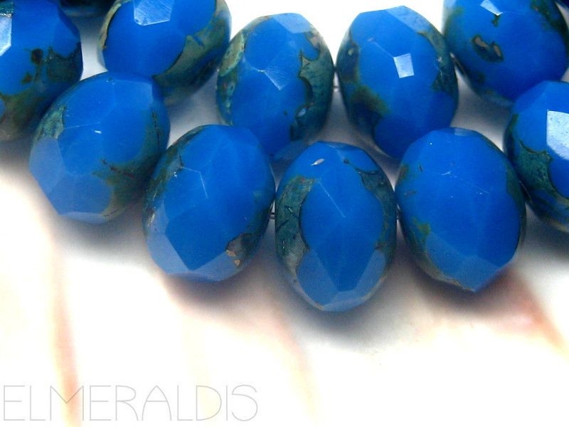 4x Rondelle Cornflower Blue blau Glasperlen 6x8mm