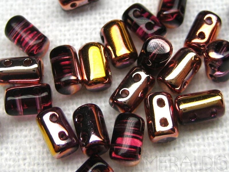 3 x 5mm 10g Rulla Beads Amethyst Capri Gold