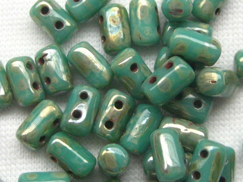 3 x 5mm 10g Rulla Beads Turquoise Picasso Silver