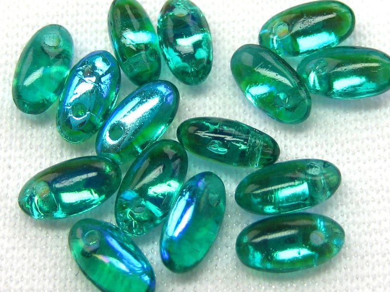 6mm Rizo Beads Emerald AB Glasperlen 10g