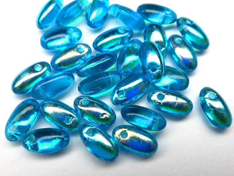 6mm Rizo Beads Aqua AB hellblau Glasperlen 10g